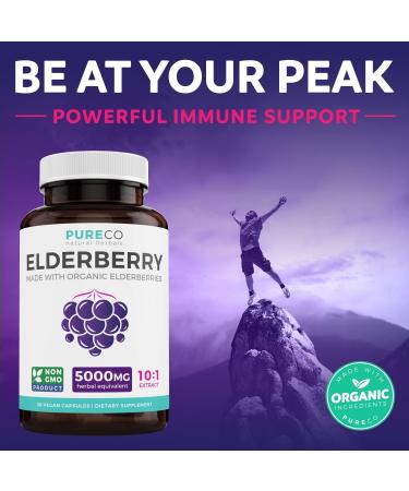 Organic Elderberry Capsules - Immune Support & Sinus Relief - 10:1 Extract - 30 Vegan Caps - Sambucus Nigra for Allergy Relief - Buy Online on GoSupps.com