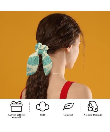 Bowknot Hair Scrunchies 6 Pack - Green Tropical Leaves Design | Hair Elastics Bands for Women - Buy Online on GoSupps.com