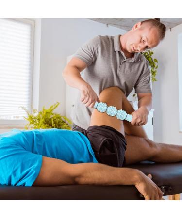 Massage Roller Stick & 3 Massage Balls - 360 Fascia Muscle Roller for Athletes | Handheld Stretching Tool for Legs Back & Shoulders (Blue) - Buy Online on GoSupps.com