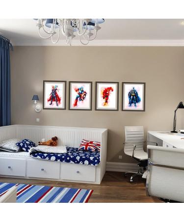 Yumcute Superheroes Watercolor Art Posters - 8-Piece Avengers Wall Decor for Kids' Bedrooms (A4 Unframed) - Buy Online on GoSupps.com