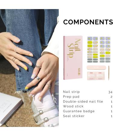 NAILOG Semi Cured Gel Nail Strips 34 pcs Salon-Quality Gel Nail Stickers Long Lasting Nail Wraps for Women with Soft Gel Finish (Feeling Good) - Buy Online on GoSupps.com