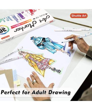 Shuttle Art 30 Colors Dual Tip Art Markers - Permanent Markers for Illustration, Coloring, and Sketching - Buy Online on GoSupps.com
