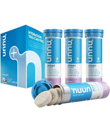 Nuun Sport: Electrolyte Drink Tablets Box of 4 Tubes (40 servings) Grape Electrolyte Hydration Supplement - Buy Online on GoSupps.com