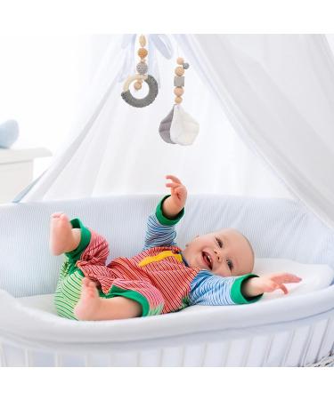 Toddmomy 4Pcs Wooden Baby Crib Hanging Teething Toys - Grey - Buy Online on GoSupps.com