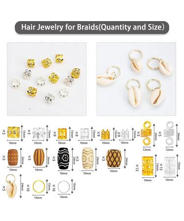 133 PCS Locs Hair Jewelry Set - Dreadlock Accessories, Coils, Rings, Cuffs, Beads - Imitation Wood-Like Hair Decor for Braids - Buy Online on GoSupps.com