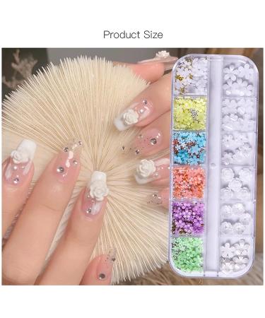 Belicey 3D Colorful Acrylic Flower Nail Charms Kit with AB Nail Gems - DIY Nail Art Rhinestones and Crystals Set - Buy Online on GoSupps.com