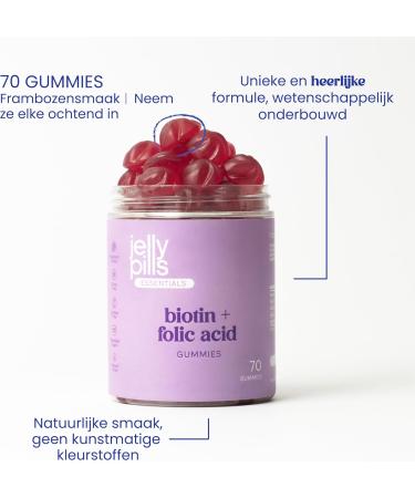 Jelly Pills Biotin 10000 mcg + Folic Acid & Zinc 60 Vegan Gummies Sugar Free Raspberry Flavor For Hair Growth Stronger Nails & Skin Health - Buy Online on GoSupps.com