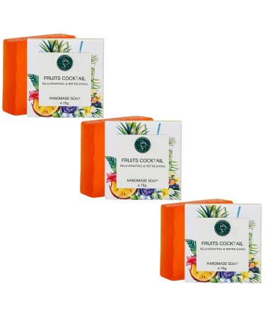 Fruits Cocktail Handmade Natural Bar Soap - Moisturizing Body & Face Soap Set for Men & Women | 7.9 Oz (3 Bars - Buy Online on GoSupps.com