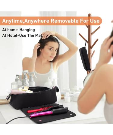 2-in-1 Hair Tools Travel Bag & Heat Resistant Mat | Organizer for Flat Irons & Curling Irons - Black - Buy Online on GoSupps.com