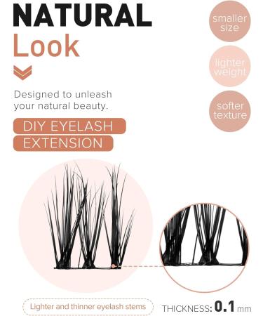 Onlyall Cluster Lashes DIY Eyelash Extensions - Natural Look 24 Lash Clusters Individual False Strip Lashes CSJ-140 (12MM) - Buy Online on GoSupps.com