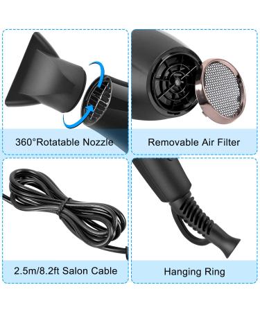 2300W Professional Hair Dryer with Diffuser - Confu Ionic Salon Hair Dryer Fast AC Motor 2 Speed & 3 Heat Settings Cool Shot - Black - Buy Online on GoSupps.com