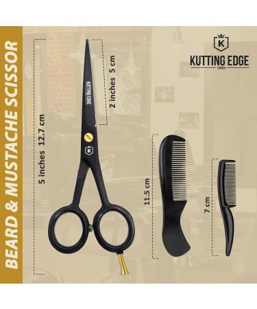 5 Professional Beard And Mustache Scissors with 1 Beard Comb 1 Mustache Comb and Travel Pouch - Prefect Beard Trimming Scissors for All Facial Hair Scissors - Grooming Scissors - Buy Online on GoSupps.com