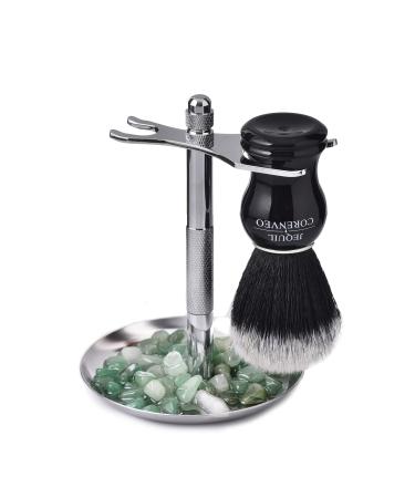 Shaving Brush Set for Men, Quality Shaving Brush with Aventurine Decorated Stand (Style 2) Set2