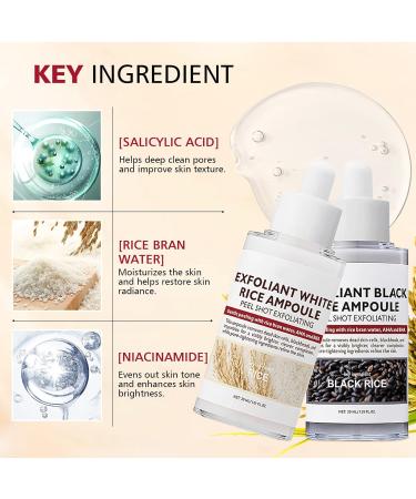 2PCS Rice Exfoliating Ampoule Set Black & White Rice Brightening Duo for Glowing Skin | Gentle Peel + Pore Minimizing & Deep Hydration - Buy Online on GoSupps.com