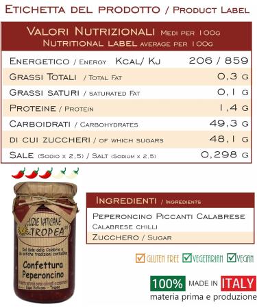 Sweet Chilli Jam - Italian Artesian Food Gourmet Delicatessen - Made 100% in Italy - Gluten Free - Delizie Vaticane di Tropea 180gr - Buy Online on GoSupps.com