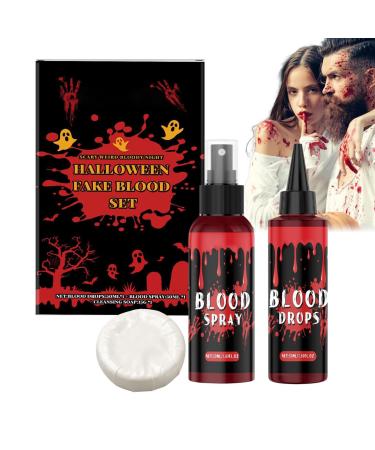 Artificial Blood Spray | Realistic Bleeding Wound Effect - Liquid Soap Cleanser Face Makeup for Vampire Zombie Costumes Men Women