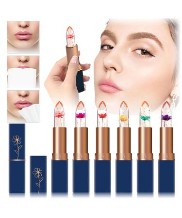 6 PCS pH Color Changing Lipstick - Crystal Flower Jelly Lip Balm for All Skin Tones | Soft Tint & Shimmer Effect (Pink) - Shop Internationally - Buy Online on GoSupps.com