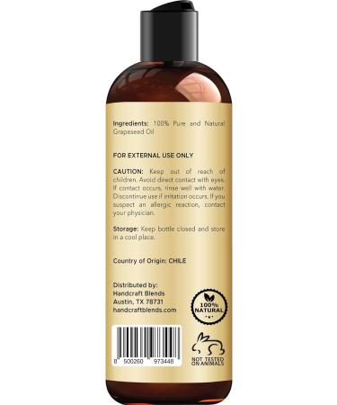 100% Pure Grapeseed Oil - Premium Therapeutic Grade Carrier Oil for Skin and Hair - 236ml (Pack of 1) - Buy Online on GoSupps.com