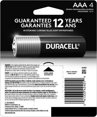 Duracell Coppertop AAA Batteries - Long-lasting Power 4 Count Pack Alkaline Triple A Batteries for Home & Office Devices - Buy Online on GoSupps.com