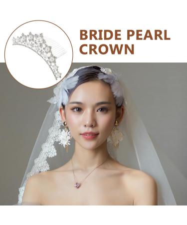 minkissy Rhinestone Pearl Crown Hair Comb - Mini Princess Crown Comb Wedding Crystal Tiara Crown Headbands for Wedding Birthday Party - Buy Online on GoSupps.com