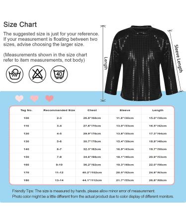 Jhaoyu Kids Shiny Sequins Long Sleeve Dance Top - Black, 9-10 Years - Buy Online on GoSupps.com