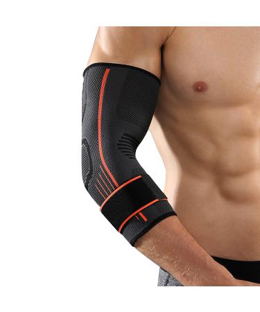 SPOTBRACE Elbow Brace Support 2 PACK Compression Sleeve Adjustable for Women and Men - Orange L/XL (9.4) - Buy Online on GoSupps.com