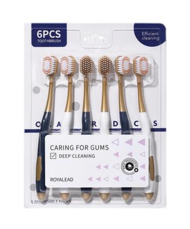 Upgraded Adult Wide Head Soft Hair Manual Gingival Cleaning Toothbrush Adult Manual Toothbrush Set (6 Pieces Per Box) All-Round Care of Teeth and Gums Stylish Appearance (1 Set)