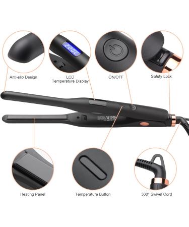 Mini Hair Straightener for Short Hair & Beard - Adjustable Temperature Flat Iron for Pixies & Tight Curls (Black) - Buy Online on GoSupps.com