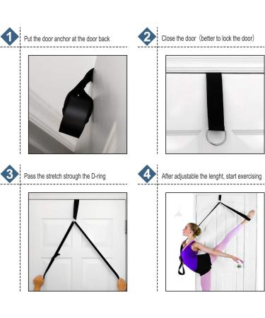 Maoxintek Yoga Belt Leg Extensor - Fitness Stretch Band for Dance Ballet & Gymnastics - Long Cotton Loop with Door Anchor - Black - Buy Online on GoSupps.com