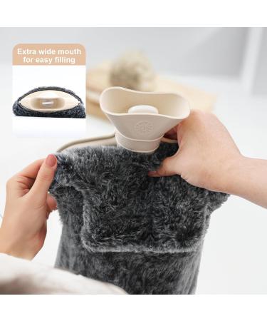 Bonilife 2L Hot Water Bottle with Cover - Large Rubber Hot Water Bag for Pain Relief - Black - Buy Online on GoSupps.com