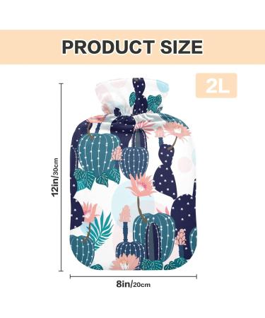 Hot Water Bottle with Cactus Flowers Cover - 2L Pain Relief & Bed Warmer - Buy Online on GoSupps.com