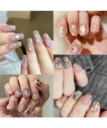 NICENEEDED 24 Grids Seashell Nail Art Nail Flakes Irregular Abalone Seashell Nail Art Slices Colorful Mermaid Nail Jewels Sequins Nail Charms for Women Nail Decoration - Buy Online on GoSupps.com