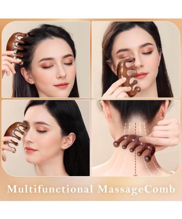 Buy Kotkiddy Wooden Massaging Comb - 2 Piece Set Wide Tooth Natural Golden Sandalwood for Head Massage & Fatigue Relief - International Shipping Available - Buy Online on GoSupps.com