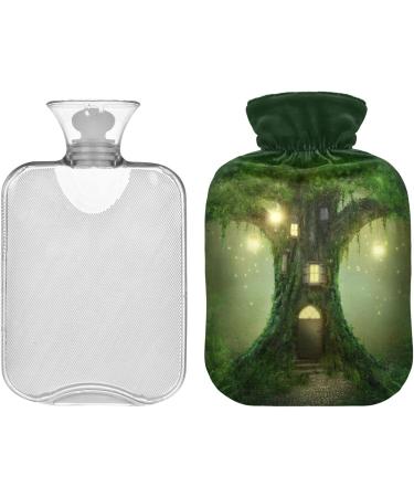 NAANLE 2L Hot Water Bottle with Fantasy Tree House Cover - Pain Relief & Warmth for Back Feet & Neck | Transparent Heat Bottle for Cold Therapy - Buy Online on GoSupps.com