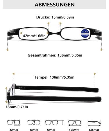Lanomi Foldable Reading Glasses - 360 Rotating Temples Mini Pocket Reader Metal Design | +1.00 to +4.00 Diopters in Brown - Buy Online on GoSupps.com