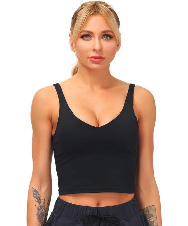 Dragon Fit Longline Padded Sports Bra for Women - Yoga Crop Tank Top - Fitness Running Top in Medium Black - Buy Online on GoSupps.com