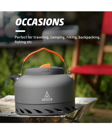 Alocs 1.3L Camping Kettle with Heat Exchanger - Portable Aluminum Tea Kettle for Outdoor Hiking and Picnic - Buy Online on GoSupps.com