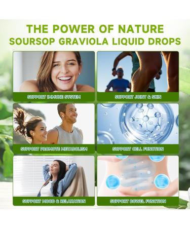 2 Pack Soursop Graviola Liquid Drops - 2000mg Pure Soursop Extract Blended with 300mg Sea Moss & 100mg Elderberry - Powerful Cell Support, Antioxidant-Rich, Immune-Boosting - 4 Fl Oz (120ml) Bottle Soursop 2 Fl Oz (Pack of 2) - Buy Online on GoSupps.com