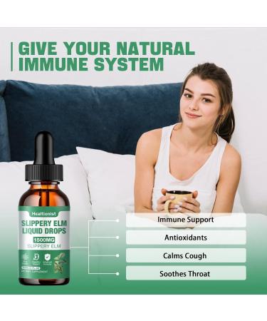 2 Pack Organic Slippery Elm Liquid Tincture 1500MG - Digestive & Immune Support Vegan Alcohol & Sugar Free - 4 Fl Oz - Buy Online on GoSupps.com