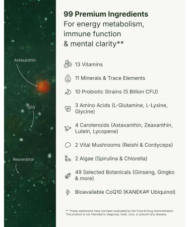 BIOGENA ONE All-in-one Greens Powder - Supports Energy Metabolism & Immune Function**- 99 Nutrients with Probiotics Vitamins & CoQ10 - No Added Sugar - Apple-Kiwi - 30 Travel Packs + Bottle - Buy Online on GoSupps.com