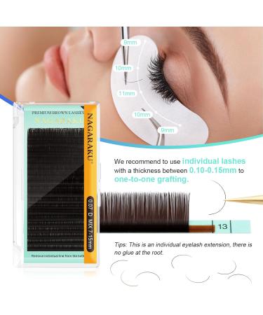 Nagaraku 20 Rows Mixed Size Individual Classic Eyelash Extensions - Dark Brown 0.15 D Curl (7-15mm) | Perfect Volume Eyelashes for Stunning Looks - Buy Online on GoSupps.com