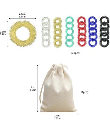 Dalaetus 31 Acupressure Rings with Cord Bag | Stress Relief Massage Rings for Adults & Teens | Noiseless Sensory Finger Toys - Buy Online on GoSupps.com