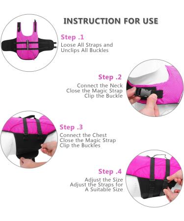 Buy Queenmore Dog Life Jacket - Ripstop Swimming Vest for Small & Large Dogs | Lifeguard with Handle for Kayaking - Fuchsia M - Buy Online on GoSupps.com
