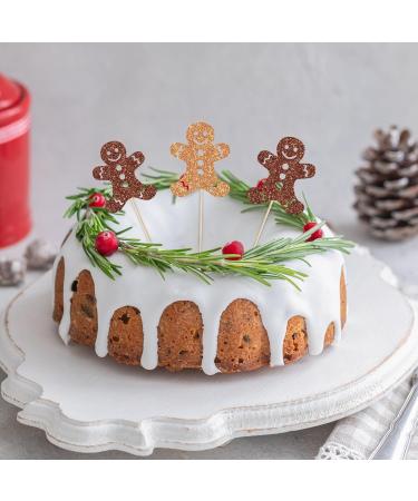 Whaline 48Pcs Christmas Cupcake Topper Glitter Brown Gingerbread Man Cupcake Picks Holiday Food Picks for Xmas Winter Cake Decoration - Buy Online on GoSupps.com