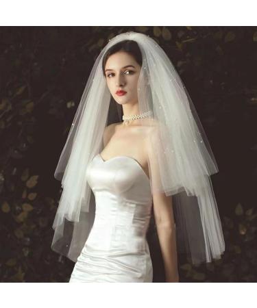 Umimiss Bridal Veil White Pearl Hair Clip-Bride To Be Bridal Pearl Veil Hen Party Veil Bride To Be Decorations Bachelorette Party Accessories Bride Headband And Veil Bride To Be Headband Wedding Veil - Buy Online on GoSupps.com