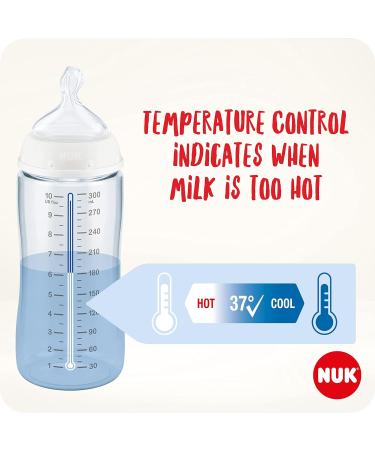 NUK First Choice+ Baby Bottles Set | Temperature Control | Anti Colic Vent | 300ml | BPA-Free | Safari Animals (Blue) | 3 Pack - Buy Online on GoSupps.com