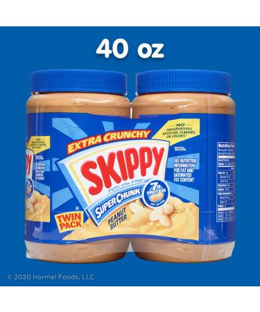 SKIPPY Super Chunky Peanut Butter 40oz Twin Pack - Creamy Spread for Delicious Snacks - Buy Online on GoSupps.com
