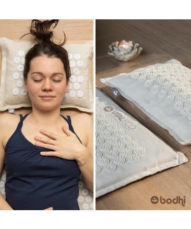 Bodhi Vital Eco Akupressurmatte & Pillow Set | Organic Acupressure Mat & Neck Pillow for Pain Relief | Natural Material Relaxation Mat with Carry Bag - Buy Online on GoSupps.com