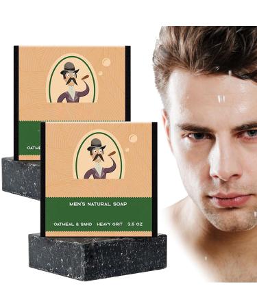 Body Soap Bar for Men - Natural Soap for Men - Men Soap Bar - Moisture Hydrate Skin Face Clean Dirt - Refreshing Oil Control Reduce Dry Rough - Smooth Tender Restore Elasticity Refine Pore (2PCS)