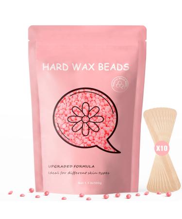 Hard Wax Beads  Bouvetan 1.1lb/17.6oz Wax Beans for Hair Removal  Sensitive Skin Hard Wax for Face  Legs  Armpit  Brazilian  Bikini and Full Body at Home  Waxing Beads for Women Men (Rose pink)
